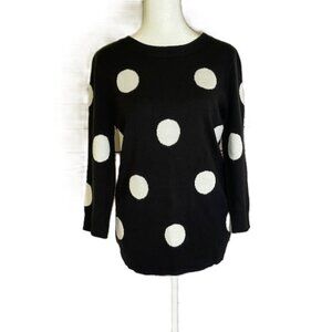 New York & Company Women’s Small Black Polka Dot Pullover Knit Sweater